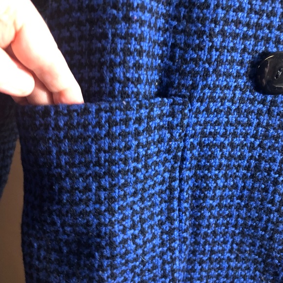 Vintage 1960s Rothschild Wool Women's Coat royal blue/black checkered USA made - Picture 4 of 14